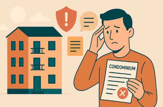 Nouveau copropriétaire inquiet devant immeuble